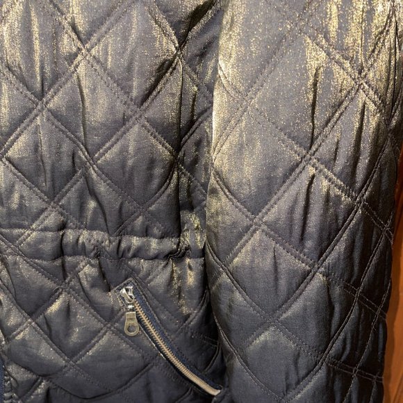 Women's Metropolitan New York 10001 Quilted Brown Metallic Coat Faux Fur‎ M - Picture 2 of 7